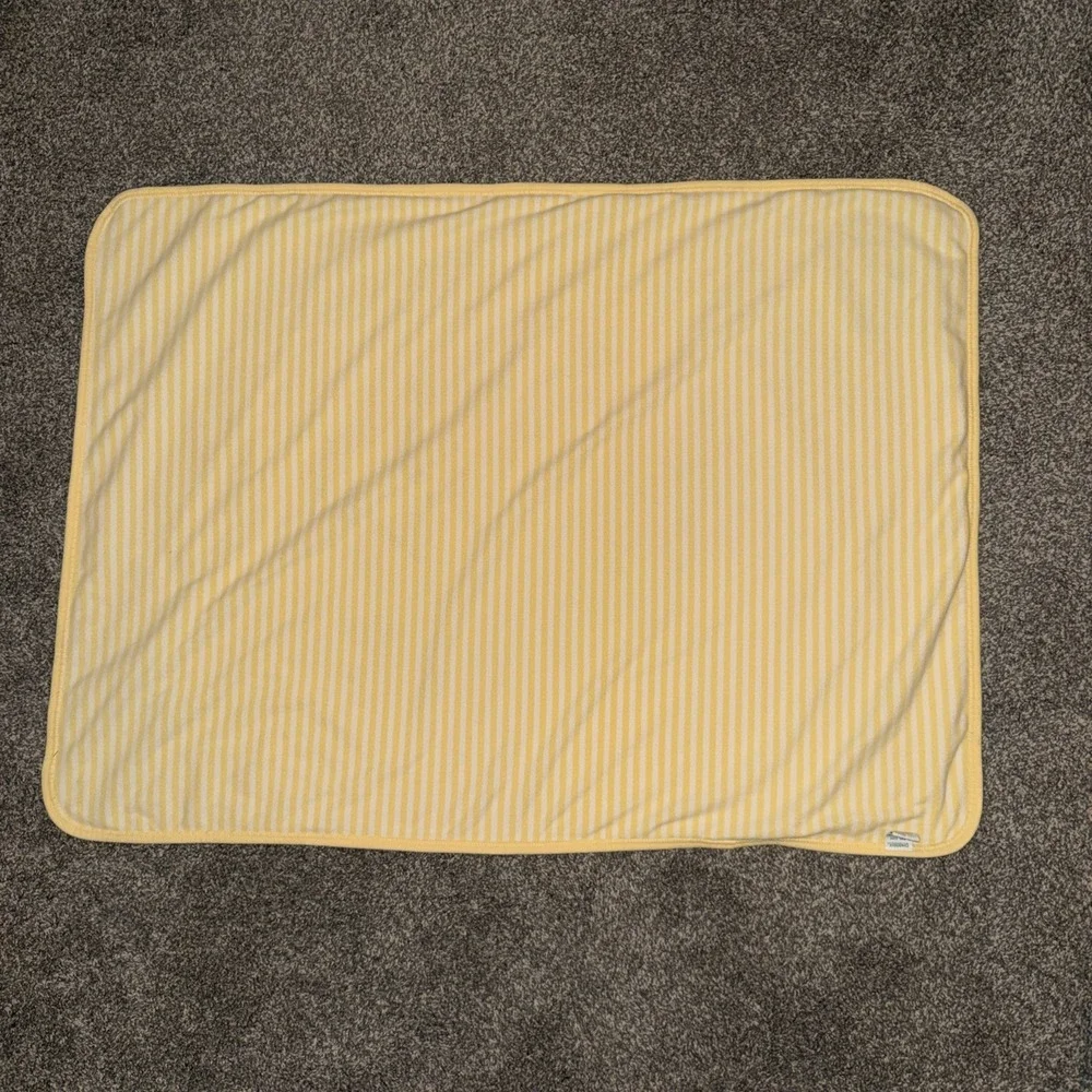 Vtg Gymboree Sock Monkey & Friends Yellow White Stripe Baby Blanket 2004 EUC